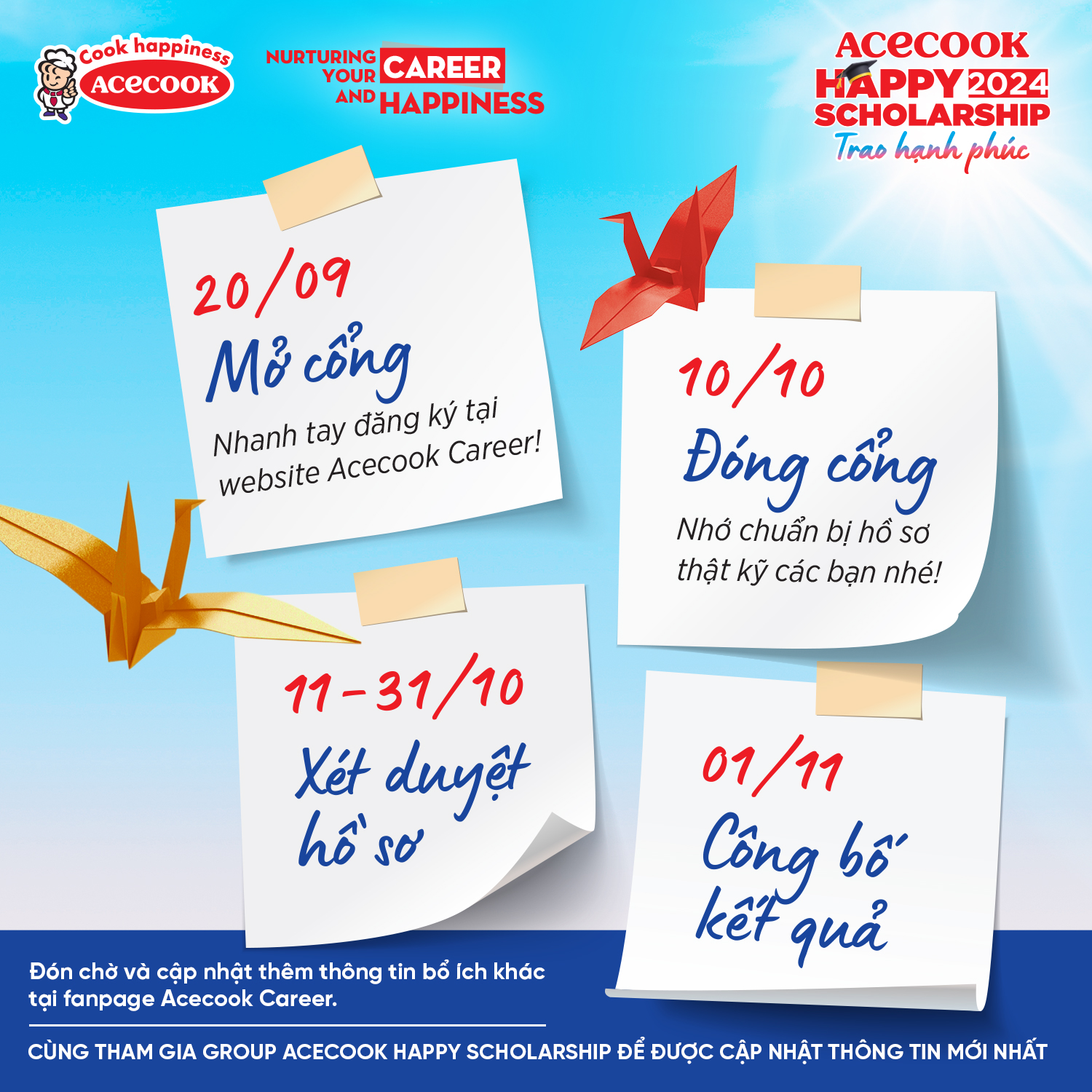 timeline học bổng