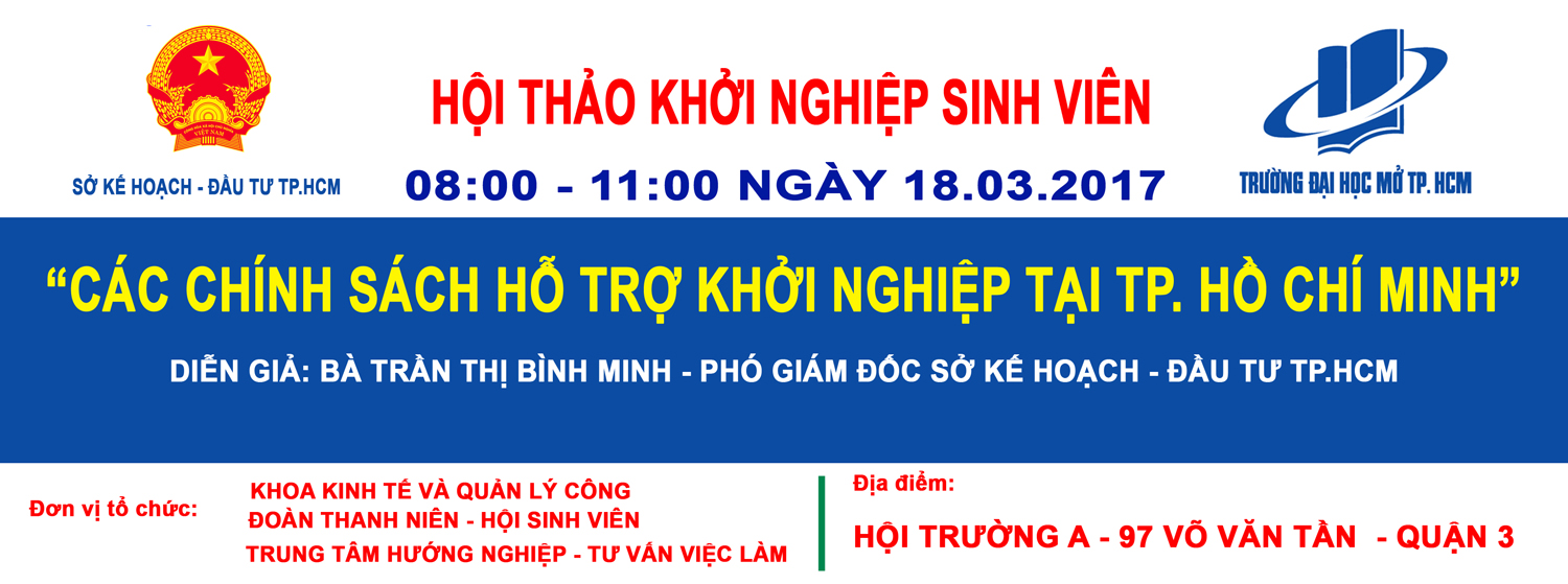 Hội thảo Khởi nghiệp sinh viên: "Các chính sách hỗ trợ khởi nghiệp của Thành phố Hồ Chí Minh"