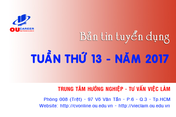 Bản tin tuyển dụng việc làm Tuần 13 - năm 2017 