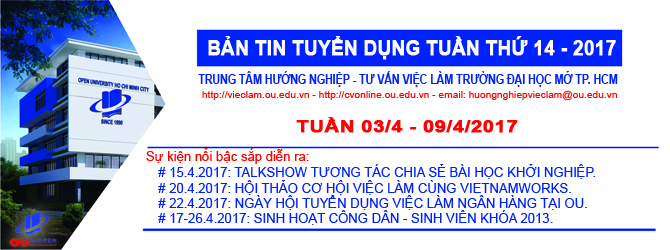 Bản tin tuyển dụng việc làm Tuần 14 - năm 2017