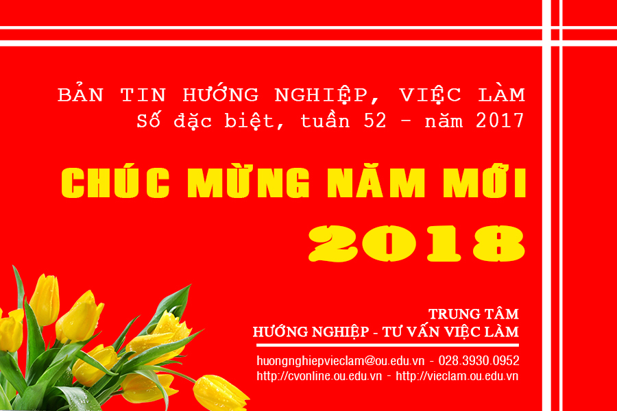 Bản tin tuyển dụng, hướng nghiệp, việc làm số đặc biệt, Tuần thứ 52 - năm 2017 