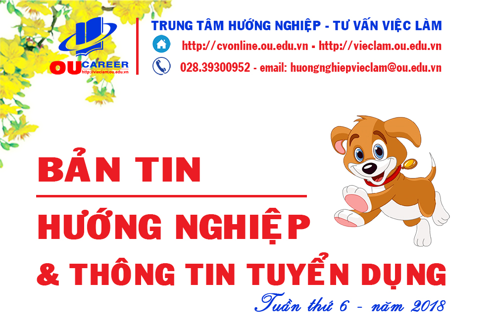 Bản tin hướng nghiệp và thông tin tuyển dụng tuần thứ 6 - năm 2018