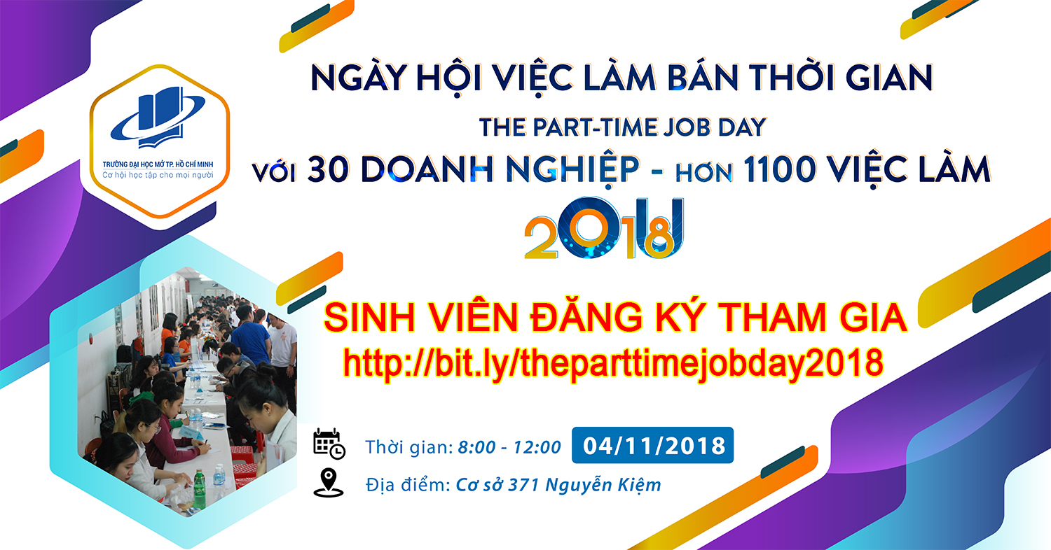 Thư mời Sinh viên tham gia Ngày hội việc làm Bán thời gian 04-11-2018 và đăng ký nhu cầu làm thêm dịp cuối năm 2018, mùa Tết 2019