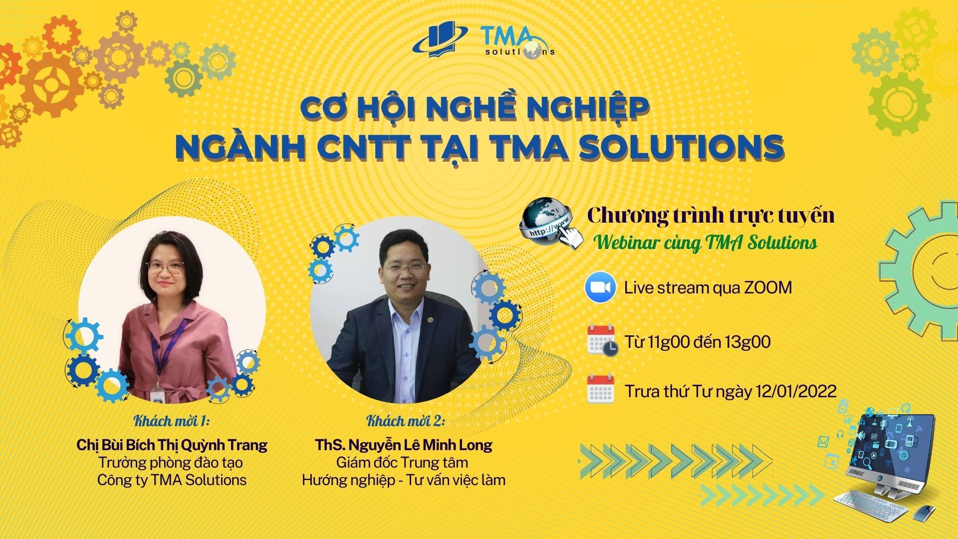 [THÔNG BÁO] TỔ CHỨC CHƯƠNG TRÌNH GẶP GỠ DOANH NGHIỆP - WEBINAR: “CƠ HỘI NGHỀ NGHIỆP NGÀNH CNTT TẠI TMA SOLUTIONS"