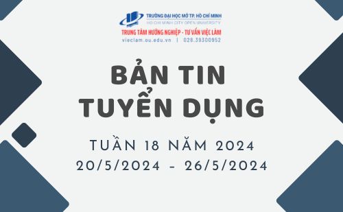 BẢN TIN TUYỂN DỤNG TUẦN 18/2024 (20/5/2024 – 26/5/2024)