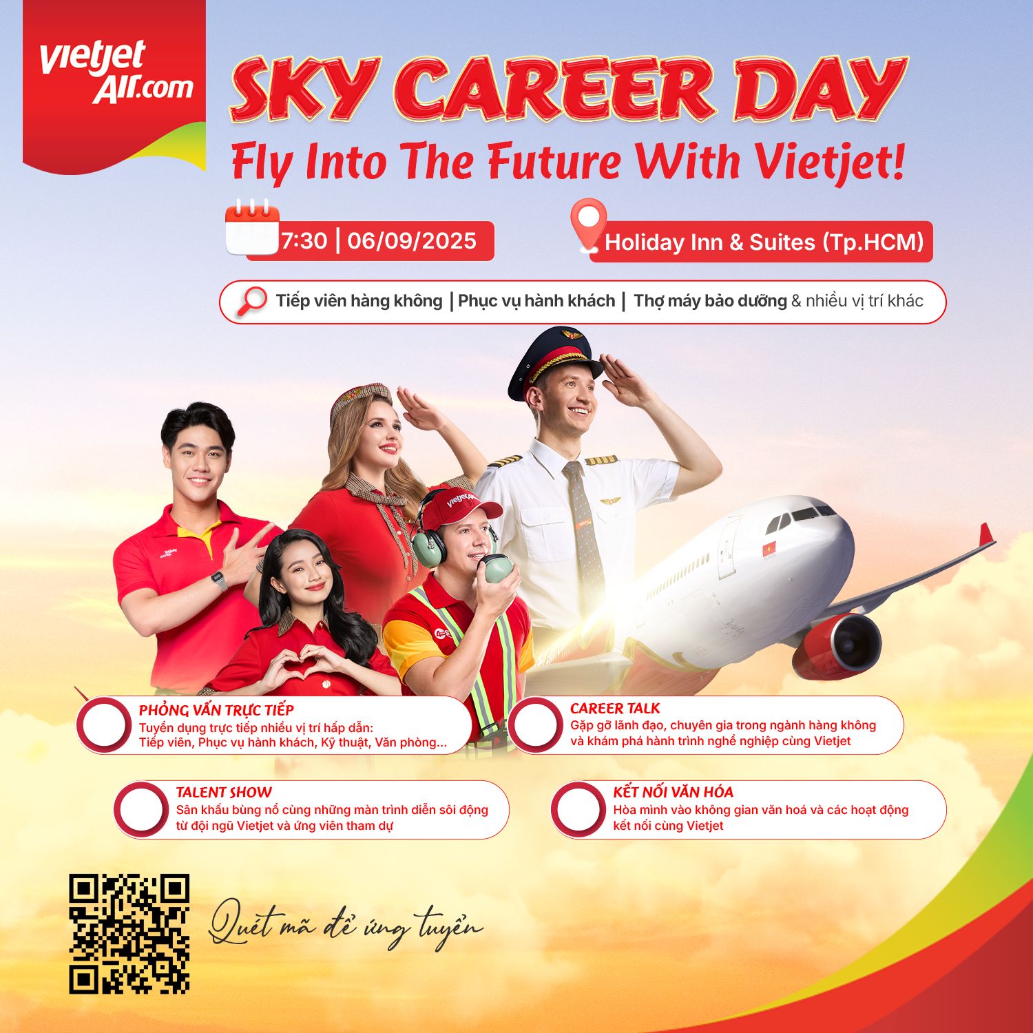Vietjet thông báo tổ chức Ngày hội việc làm - Sky Career Day 2025