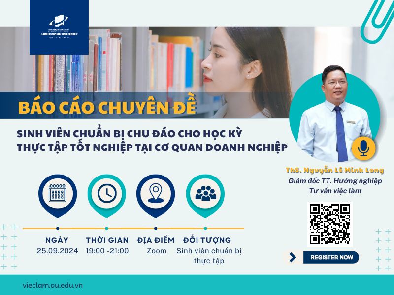 Tổ chức chuyên đề hướng nghiệp, tư vấn việc làm: “Sinh viên chuẩn bị chu đáo cho học kỳ thực tập tốt nghiệp tại cơ quan, doanh nghiệp” (25/9/2024)