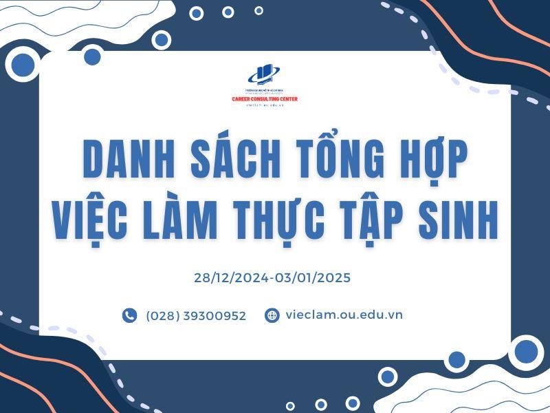 Bản tin tuyển dụng Thực tập sinh - Đợt ngày 03/01/2025