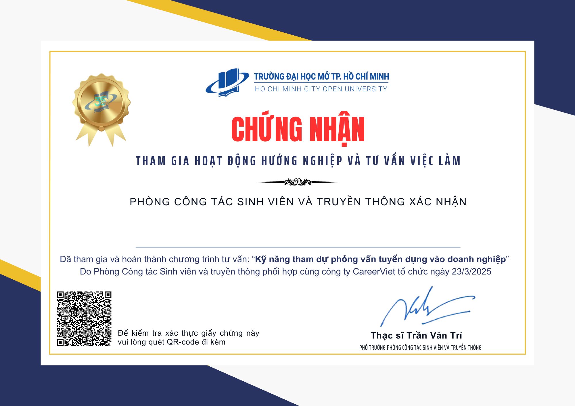 [Career-talk số 02 tháng 03/2025] Danh sách sinh viên có tham gia và hoàn thành chương trình tư vấn Kỹ năng tham dự phỏng vấn tuyển dụng vào doanh nghiệp
