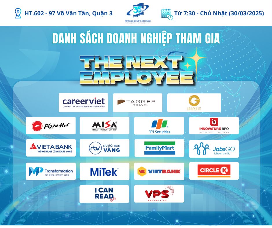 Ngày hội tuyển dụng trực tiếp - The Next Employee 2025 (30/03/2025) công bố danh sách doanh nghiệp tham dự trực tiếp tại sự kiện
