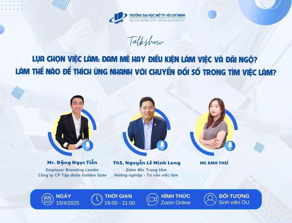 Thông báo tổ chức tổ chức chuyên đề hướng nghiệp, tư vấn việc làm: Career Choice (15/04/2025)