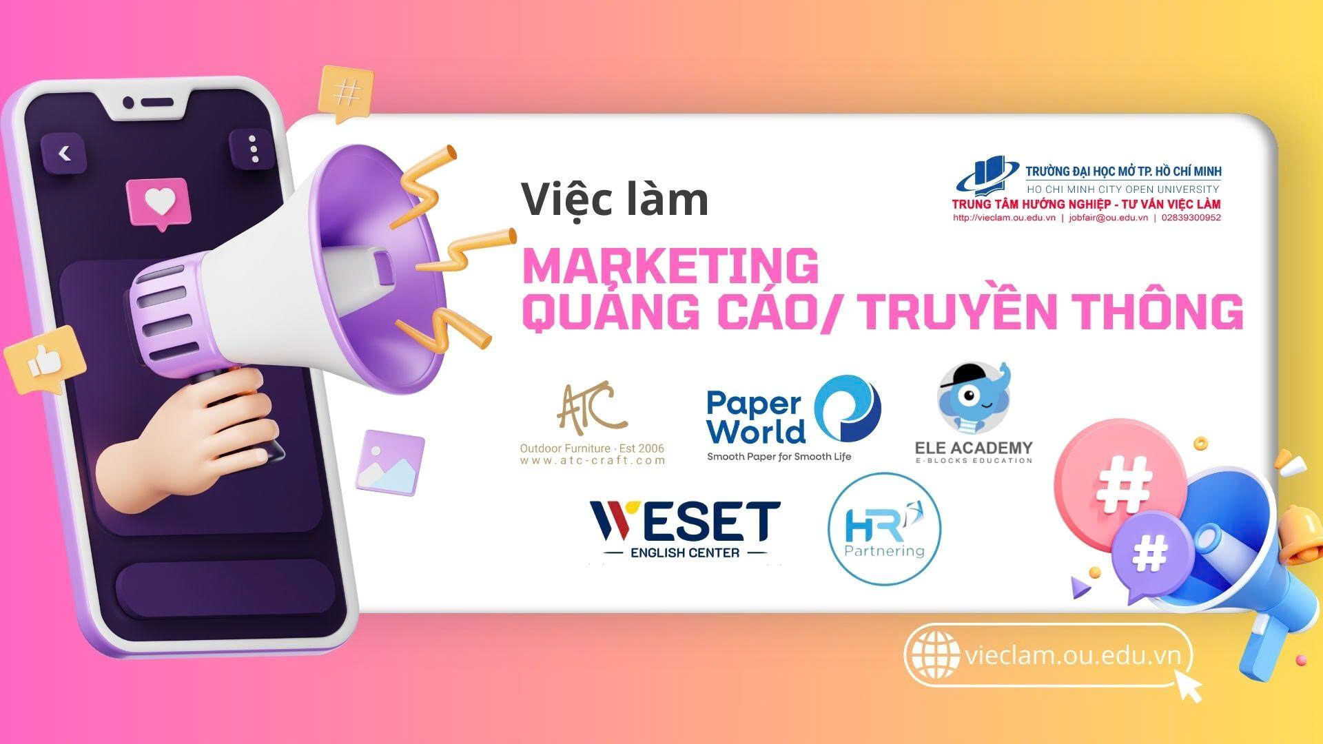 Danh sách việc làm lĩnh vực Marketing - Quảng cáo/Truyền thông - Thiết kế