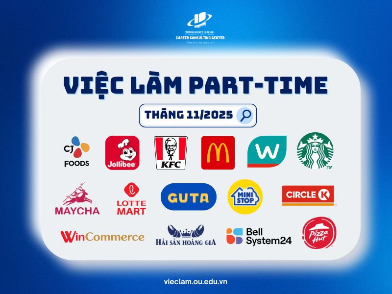 Tổng hợp việc làm bán thời gian, việc làm thêm dành cho sinh viên tháng 11 năm 2025