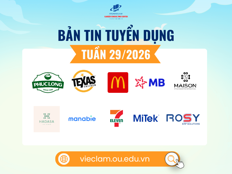 BẢN TIN TUYỂN DỤNG TUẦN 29/2026