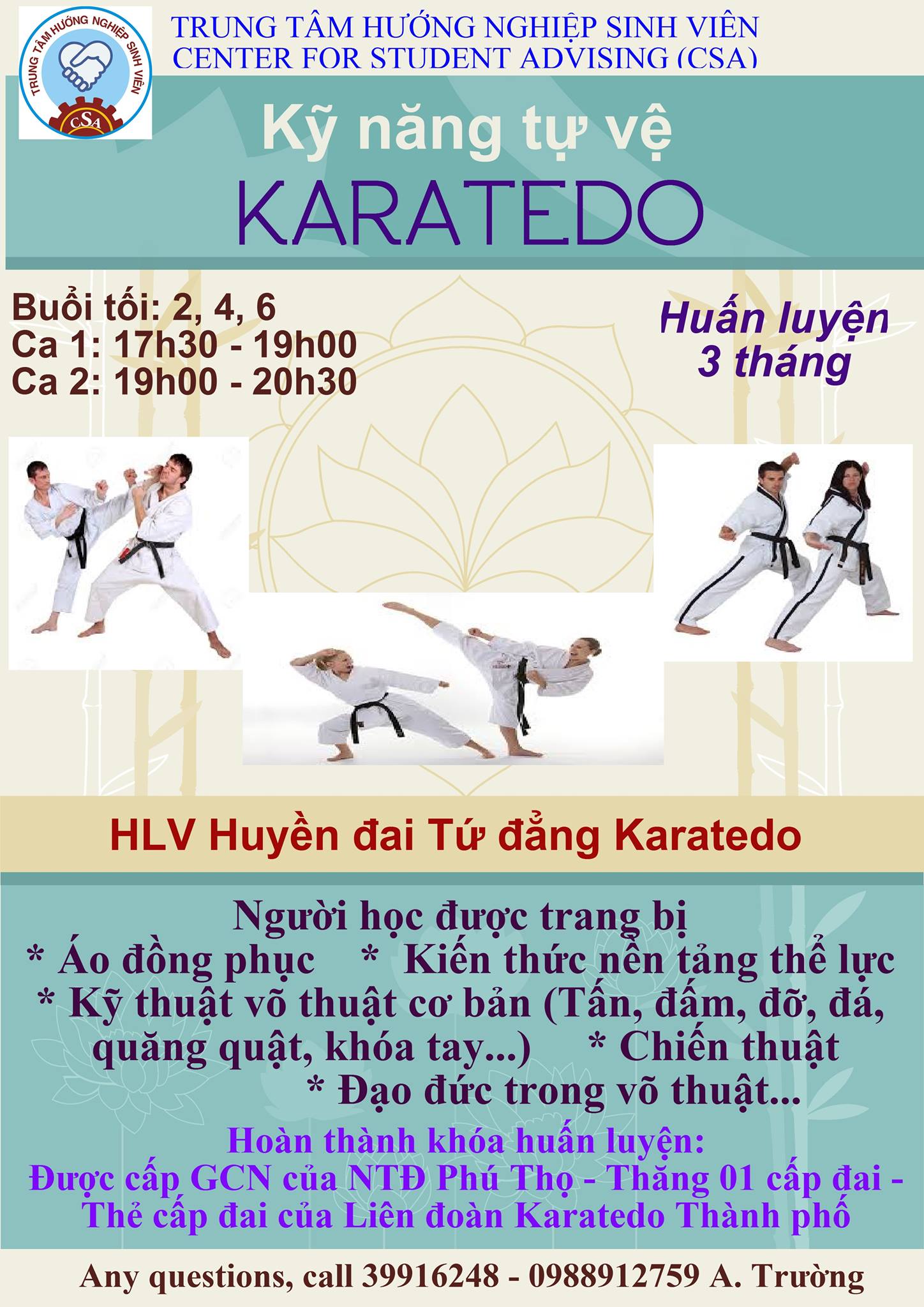 Thông Tin Mở Lớp Huấn Luyện Kỹ Năng Tự Vệ Karatedo - Phòng Công Tác Sinh  Viên