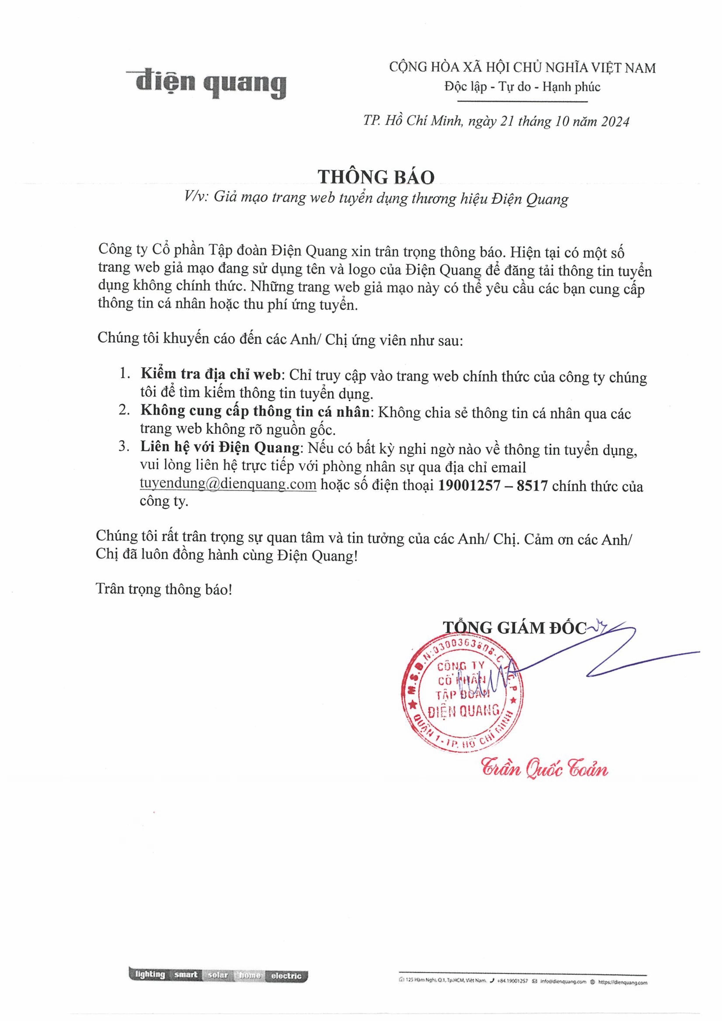 THONG BAO GIA MAO TRANG WEB TUYEN DUNG DIENQUANG
